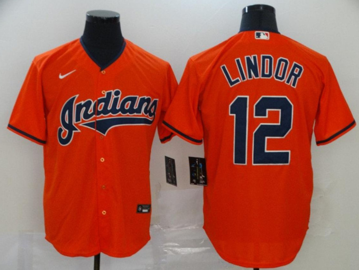 Men's Cleveland Indians ACTIVE PLAYER Custom Orange Stitched MLB Jersey